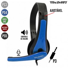 Headset Gamer P3 Multiplataforma Drivers 40mm com Microfone TecDrive F-7 - Azul
